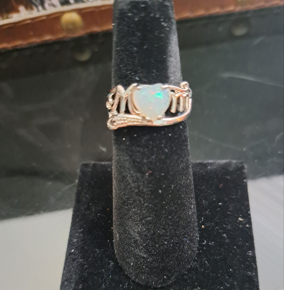 NEW SILVER OPAL MOM RING SIZE 5 - Picture 2 of 5
